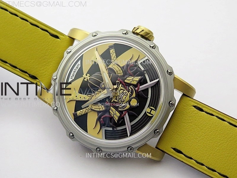 Hankham Samurai Two Tone on Yellow Leather Strap MIYOTA 8215