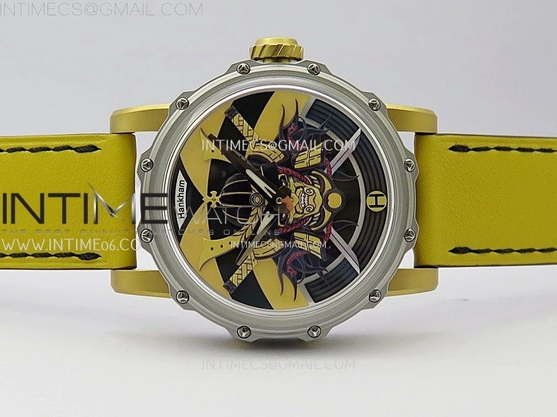 Hankham Samurai Two Tone on Yellow Leather Strap MIYOTA 8215