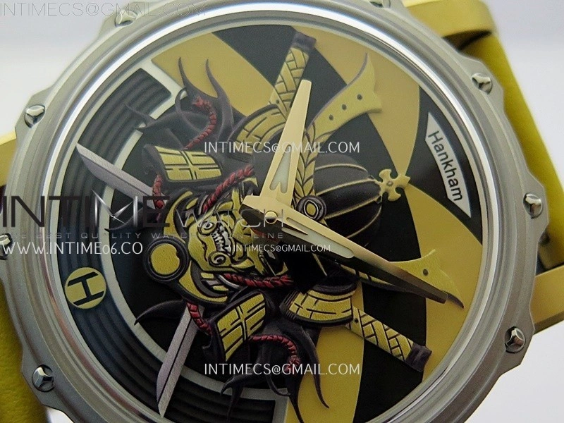 Hankham Samurai Two Tone on Yellow Leather Strap MIYOTA 8215