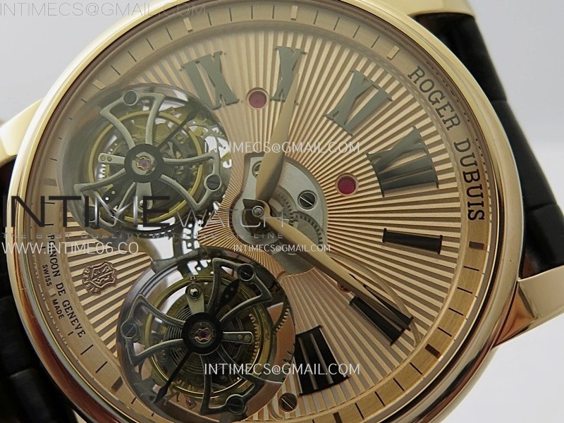 Hommage RG YSF Rose Gold Dial On Black Croco Leather Strap Double Tourbillon