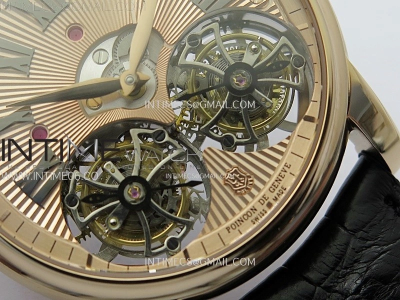 Hommage RG YSF Rose Gold Dial On Black Croco Leather Strap Double Tourbillon