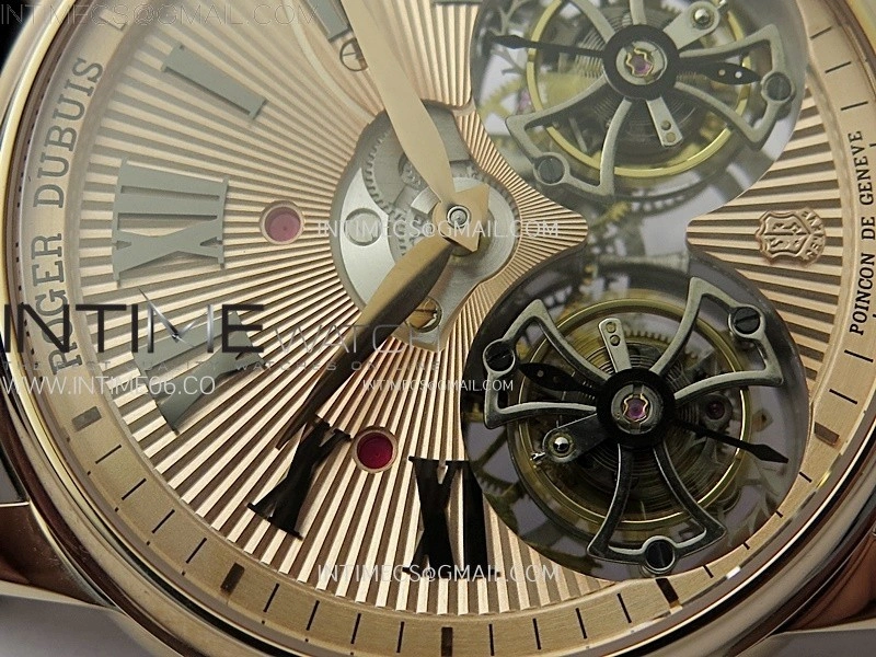 Hommage RG YSF Rose Gold Dial On Black Croco Leather Strap Double Tourbillon