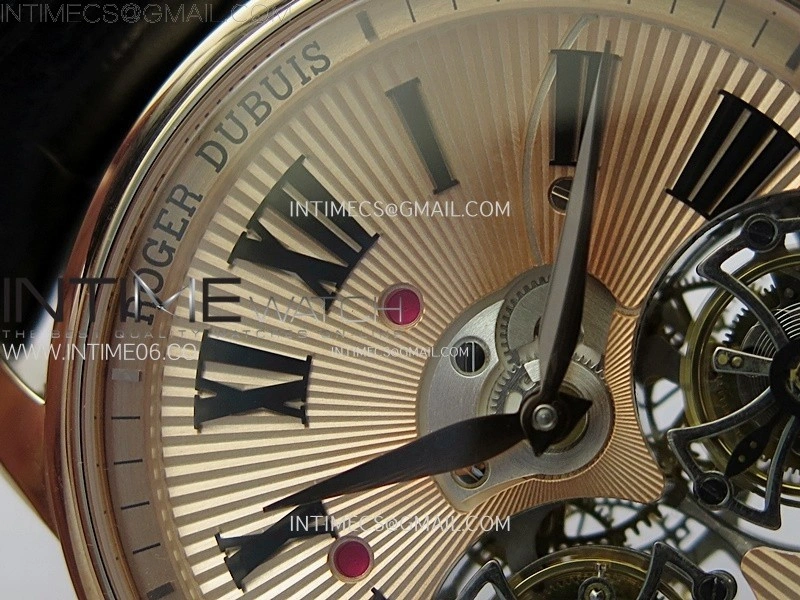 Hommage RG YSF Rose Gold Dial On Black Croco Leather Strap Double Tourbillon