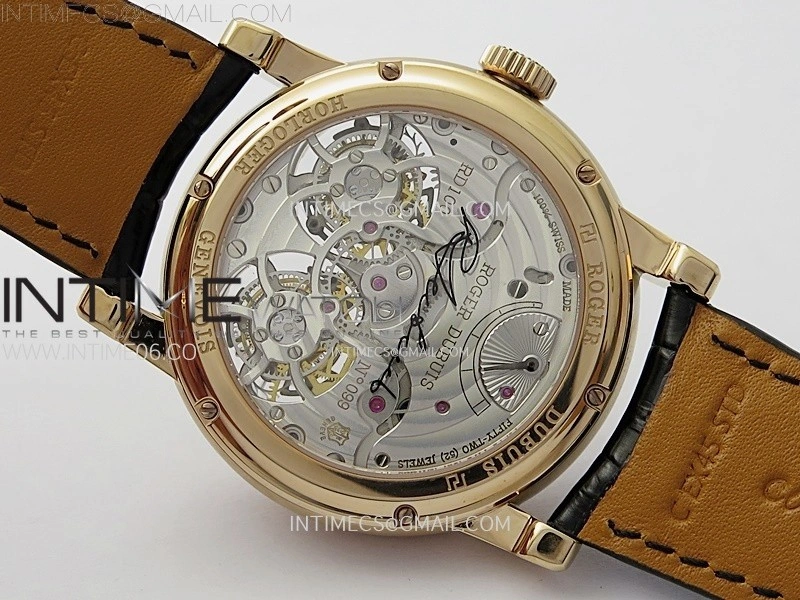 Hommage RG YSF Rose Gold Dial On Black Croco Leather Strap Double Tourbillon