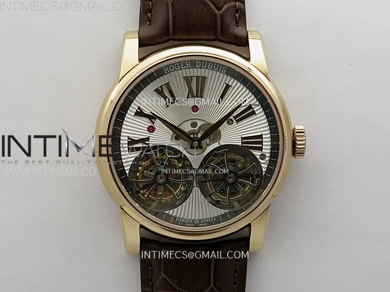 Hommage RG YSF Silver Dial On Black Croco Leather Strap Double Tourbillon