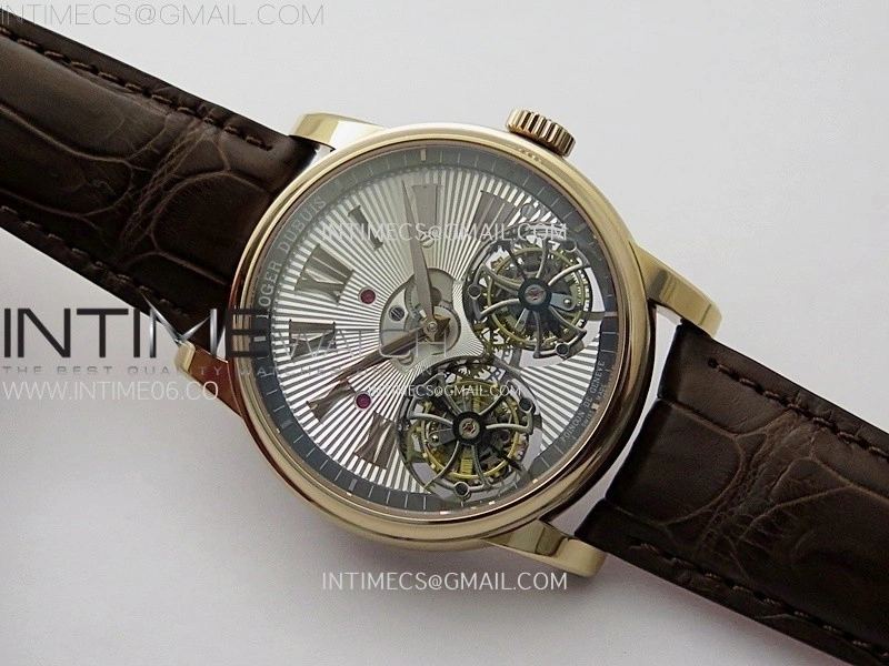 Hommage RG YSF Silver Dial On Black Croco Leather Strap Double Tourbillon