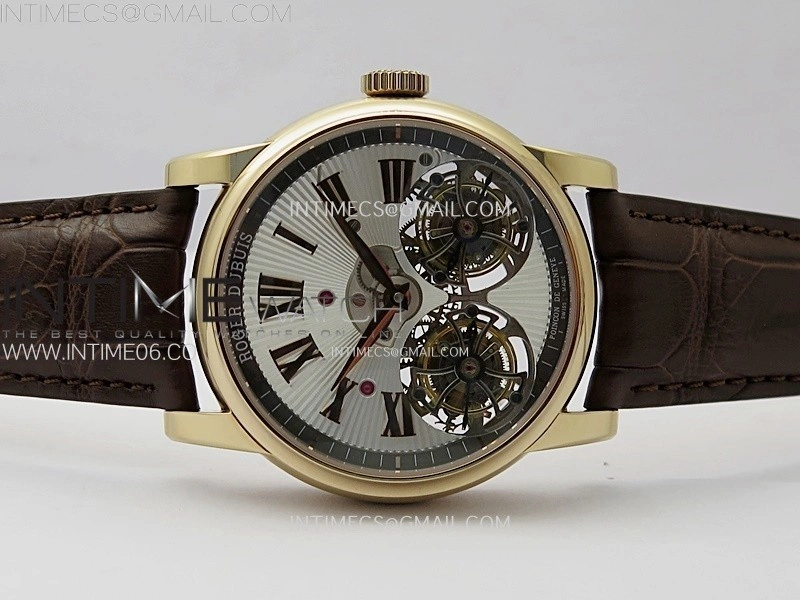 Hommage RG YSF Silver Dial On Black Croco Leather Strap Double Tourbillon