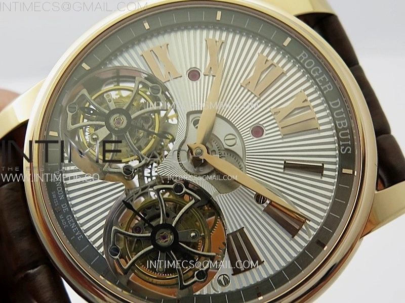 Hommage RG YSF Silver Dial On Black Croco Leather Strap Double Tourbillon