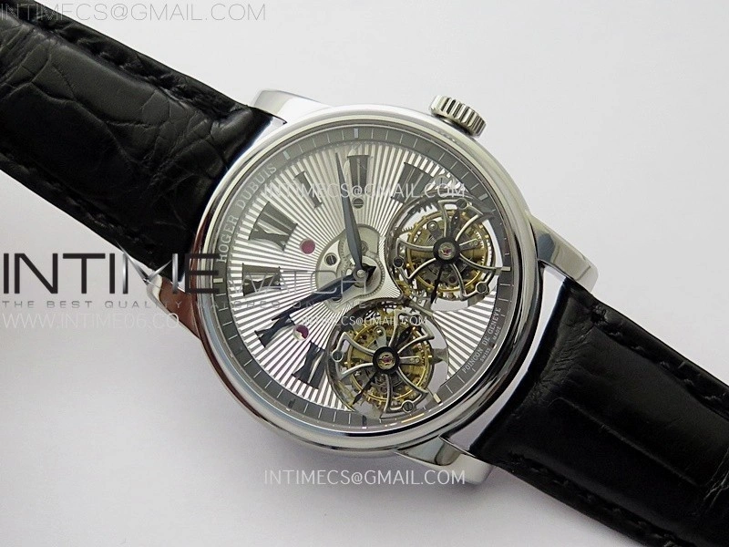 Hommage SS YSF Sliver Dial On Black Croco Leather Strap Double Tourbillon
