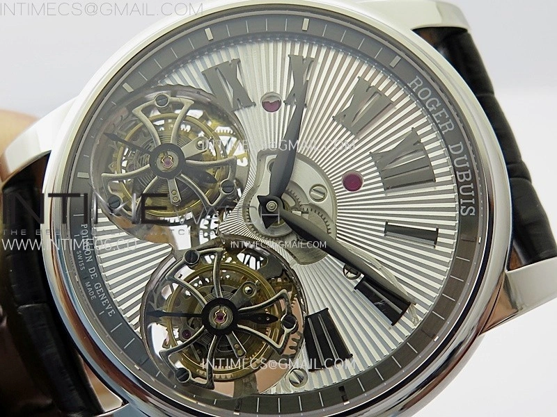 Hommage SS YSF Sliver Dial On Black Croco Leather Strap Double Tourbillon