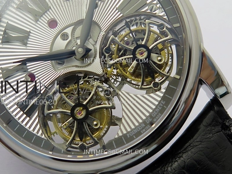 Hommage SS YSF Sliver Dial On Black Croco Leather Strap Double Tourbillon
