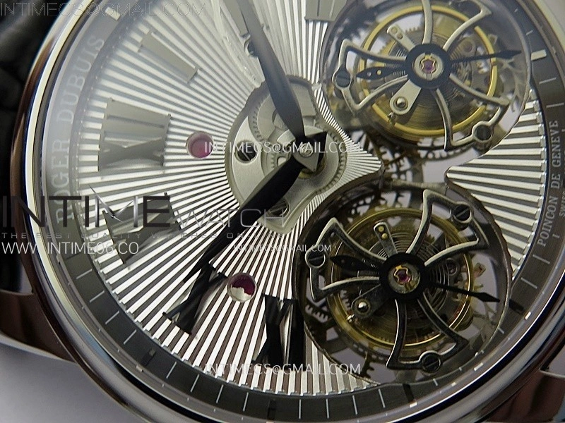 Hommage SS YSF Sliver Dial On Black Croco Leather Strap Double Tourbillon