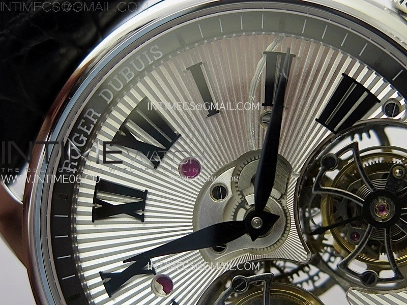 Hommage SS YSF Sliver Dial On Black Croco Leather Strap Double Tourbillon