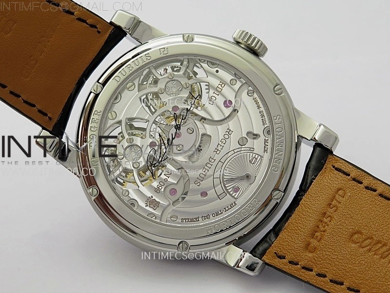 Hommage SS YSF Sliver Dial On Black Croco Leather Strap Double Tourbillon