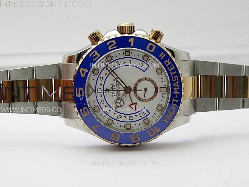 YachtMaster II 116681 Blue Ceramic Bezel SS RG KF 1:1 Best Edition White Dial on Bracelet A7750
