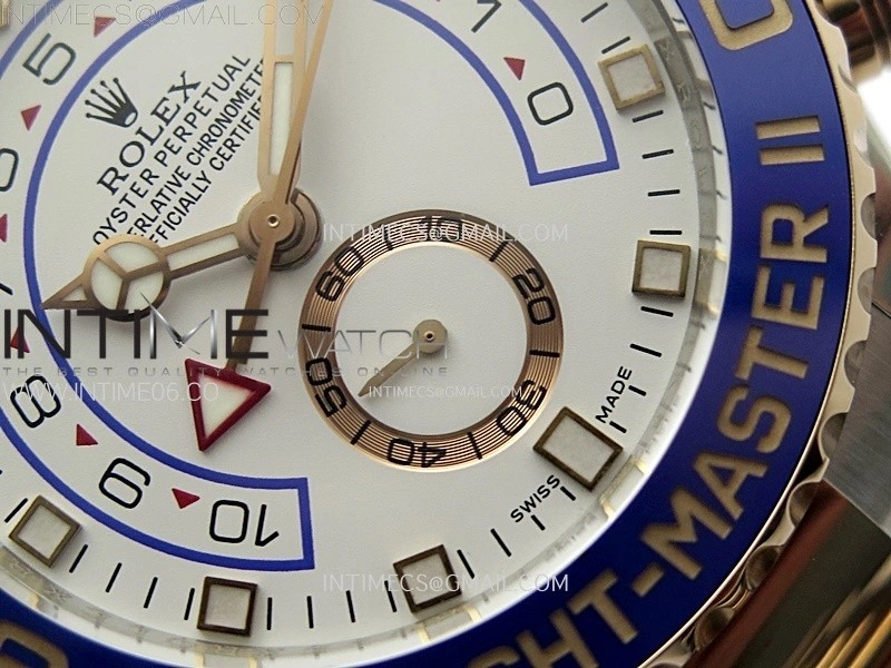 YachtMaster II 116681 Blue Ceramic Bezel SS RG KF 1:1 Best Edition White Dial on Bracelet A7750