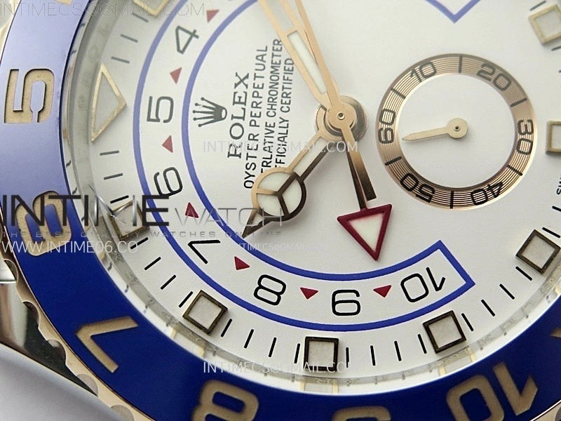 YachtMaster II 116681 Blue Ceramic Bezel SS RG KF 1:1 Best Edition White Dial on Bracelet A7750
