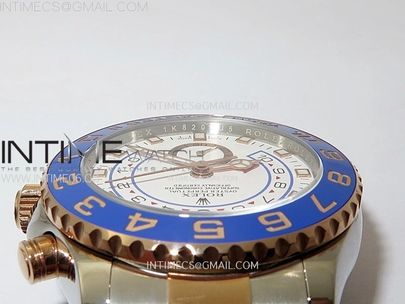 YachtMaster II 116681 Blue Ceramic Bezel SS RG KF 1:1 Best Edition White Dial on Bracelet A7750