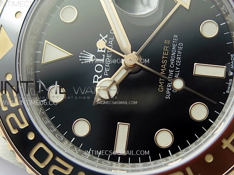 GMT Master II 126711 CHNR 904L SS AR+F 1:1 Best Edition Black Dial on SS RG Bracelet DD3285 CHS