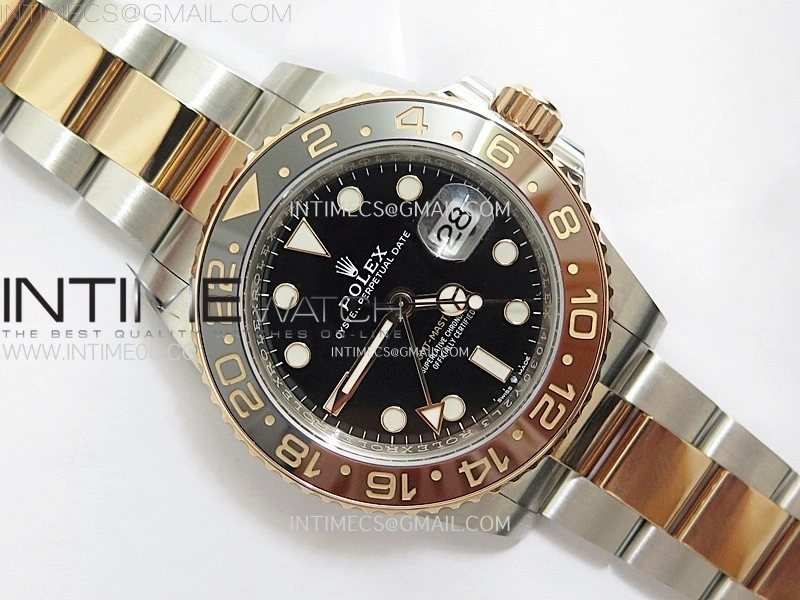 GMT Master II 126711 CHNR 904L SS AR+F 1:1 Best Edition Black Dial on SS RG Bracelet DD3285 CHS