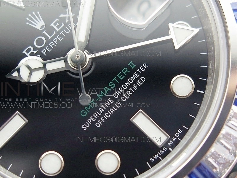 GMT Master II 126710 White Blue T Crystal BP Best Edition Black Dial On SS Bracelet 3186 CHS