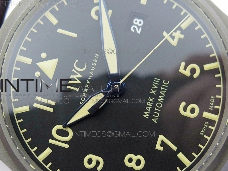 Mark XVIII IW327006 Titanium M+F 1:1 Best Edition Black Dial on Brown Leather Strap A2892