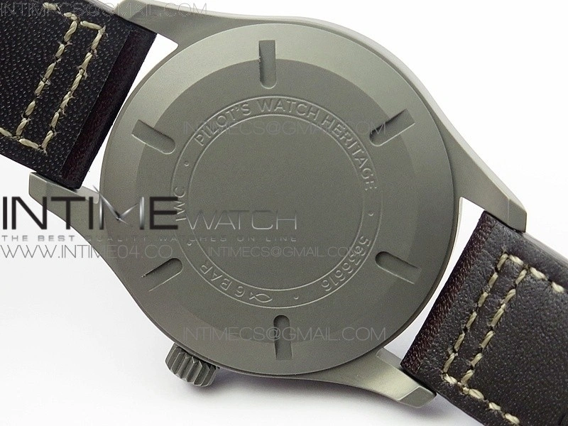 Mark XVIII IW327006 Titanium M+F 1:1 Best Edition Black Dial on Brown Leather Strap A2892