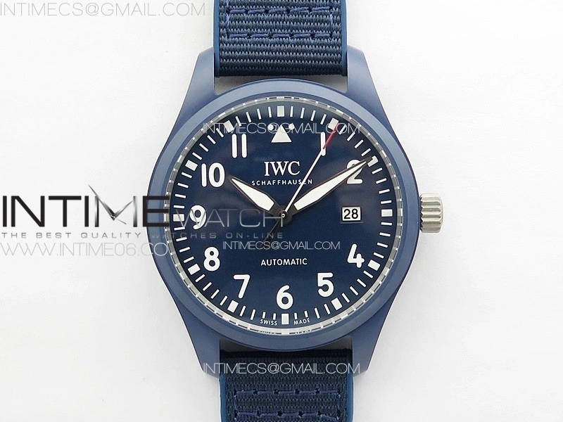 Mark XVIII IW328101 Blue Ceramic M+F 1:1 Best Edition Blue Dial on Blue Nylon Strap A2892