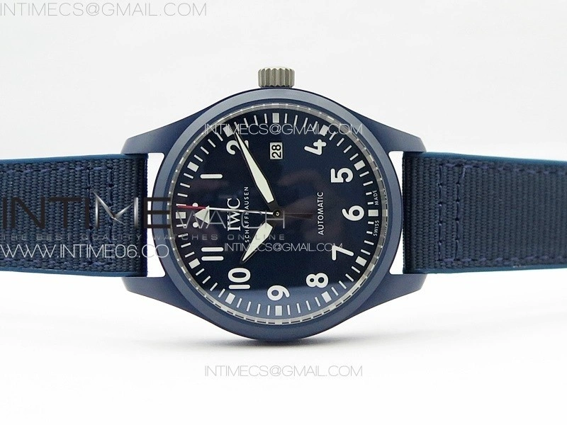 Mark XVIII IW328101 Blue Ceramic M+F 1:1 Best Edition Blue Dial on Blue Nylon Strap A2892