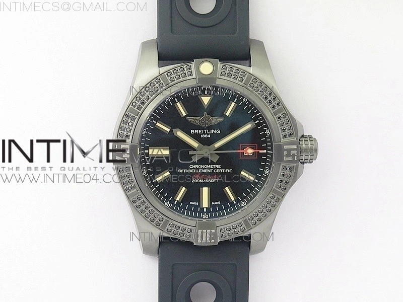AVENGER BLACKBIRD V17311 Ti DLC 1:1 Best Edition Black Dial Diamonds Bezel on Nylon Strap A2824