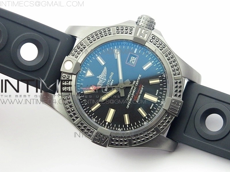 AVENGER BLACKBIRD V17311 Ti DLC 1:1 Best Edition Black Dial Diamonds Bezel on Nylon Strap A2824