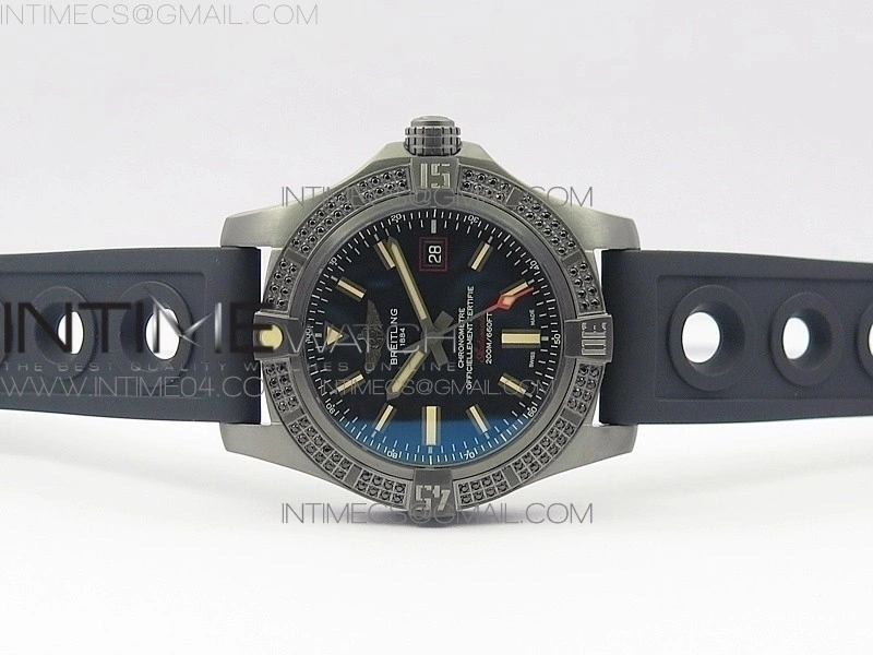 AVENGER BLACKBIRD V17311 Ti DLC 1:1 Best Edition Black Dial Diamonds Bezel on Nylon Strap A2824