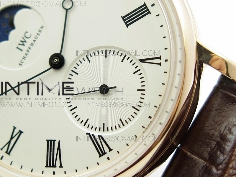 IW Moonphase RG KV Best Edition white dial on brown leather strap