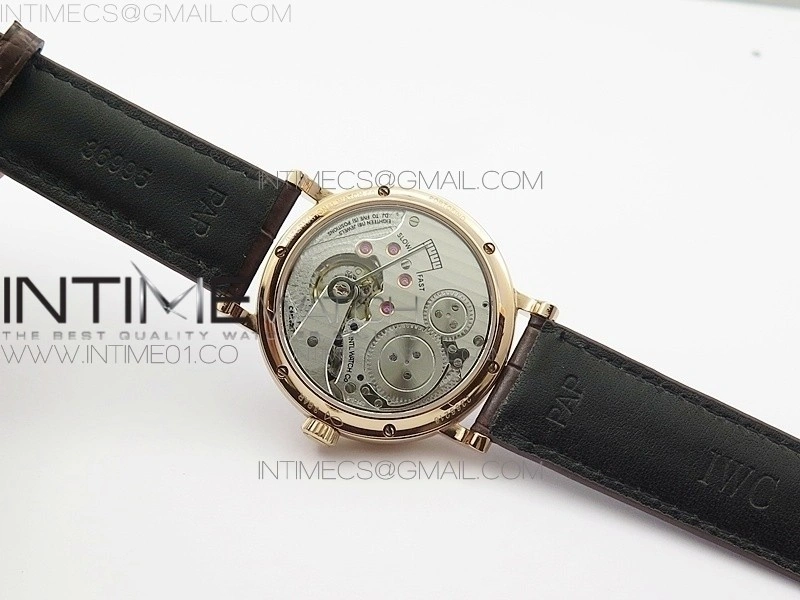 IW Moonphase RG KV Best Edition white dial on brown leather strap