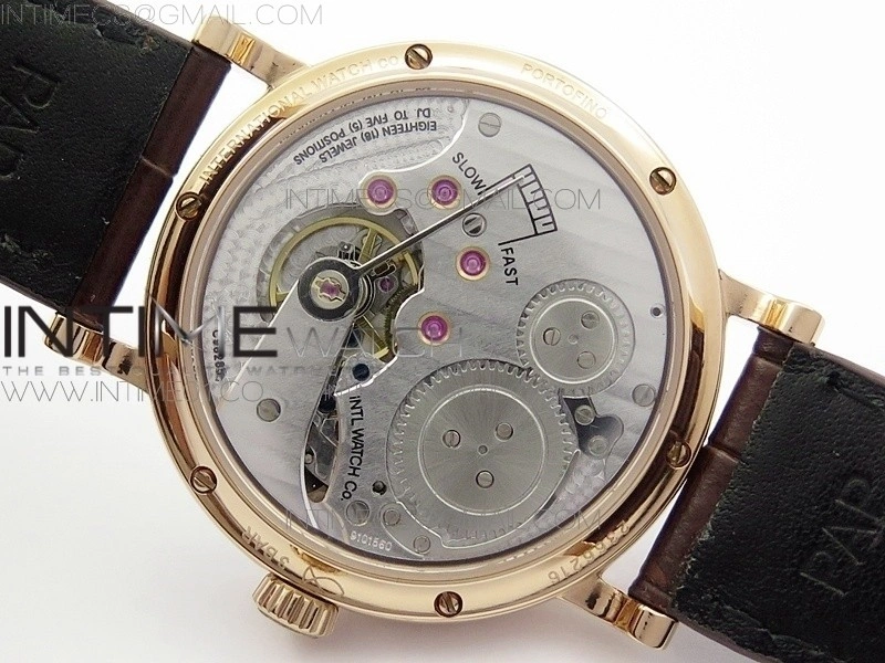 IW Moonphase RG KV Best Edition white dial on brown leather strap