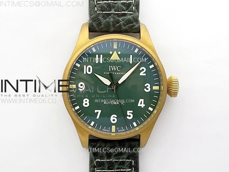 Big Pilot IW329702 Bronze M+F 1:1 Best Edition Green Dial On Brown Leather Strap SEIKO 8N-24