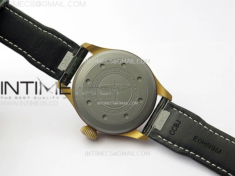 Big Pilot IW329702 Bronze M+F 1:1 Best Edition Green Dial On Brown Leather Strap SEIKO 8N-24