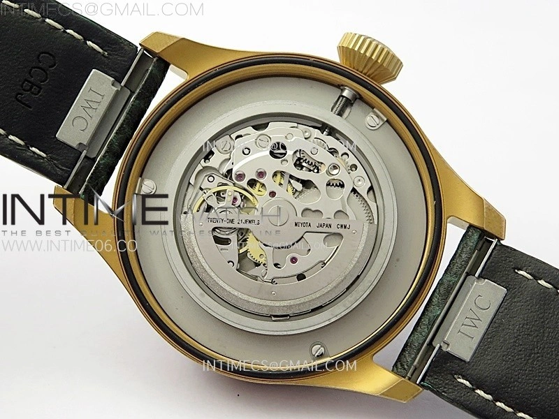Big Pilot IW329702 Bronze M+F 1:1 Best Edition Green Dial On Brown Leather Strap SEIKO 8N-24
