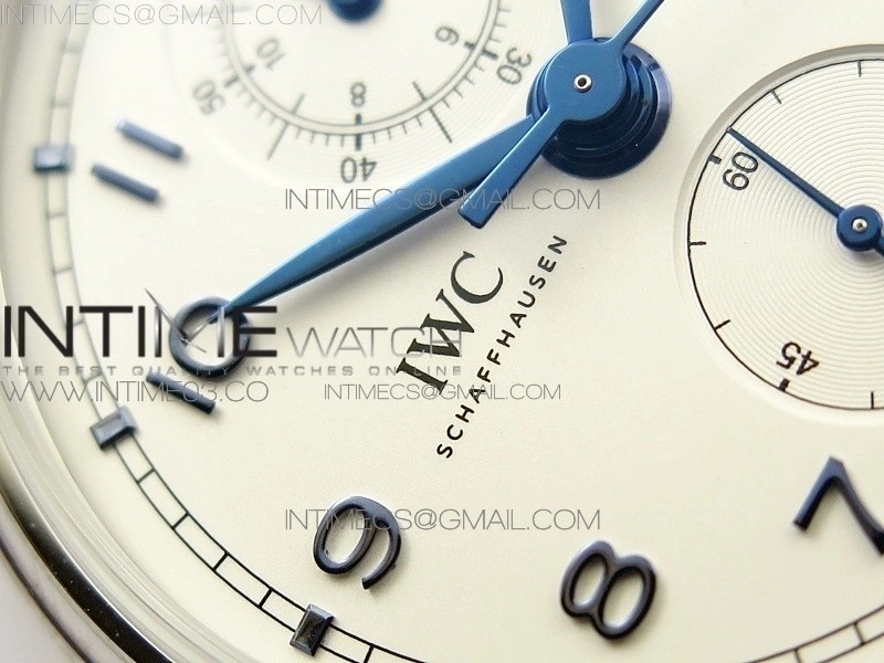 Portugieser Chrono Classic 42 IW390406 ZF 1:1 Best Edition White dial blue markers on Black Leather Strap A7750