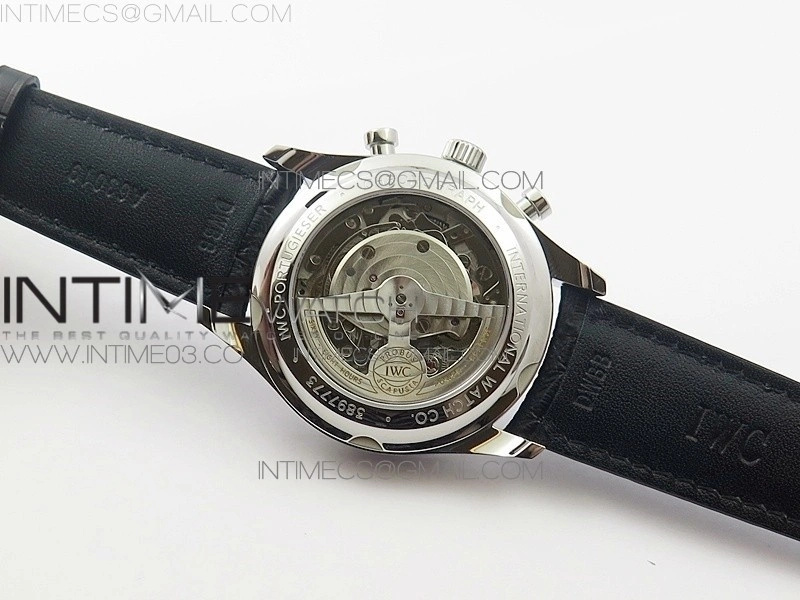 Portugieser Chrono Classic 42 IW390406 ZF 1:1 Best Edition White dial blue markers on Black Leather Strap A7750
