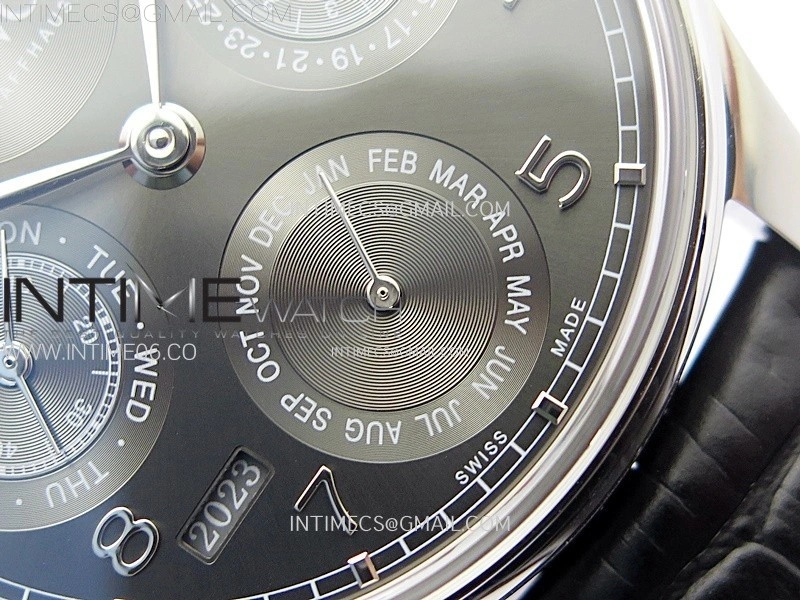 Portuguese IW503301 Real PR SS APSF 1:1 Best Edition Gray Dial On Black Leather Strap A52010