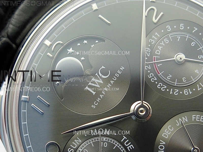 Portuguese IW503301 Real PR SS APSF 1:1 Best Edition Gray Dial On Black Leather Strap A52010