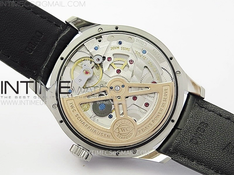 Portuguese IW503301 Real PR SS APSF 1:1 Best Edition Gray Dial On Black Leather Strap A52010