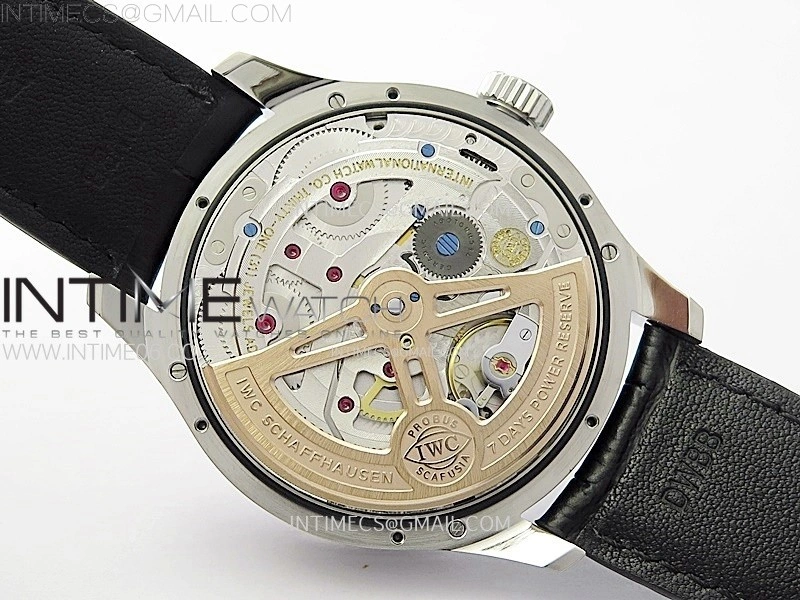 Portuguese IW503301 Real PR SS APSF 1:1 Best Edition Gray Dial On Black Leather Strap A52010