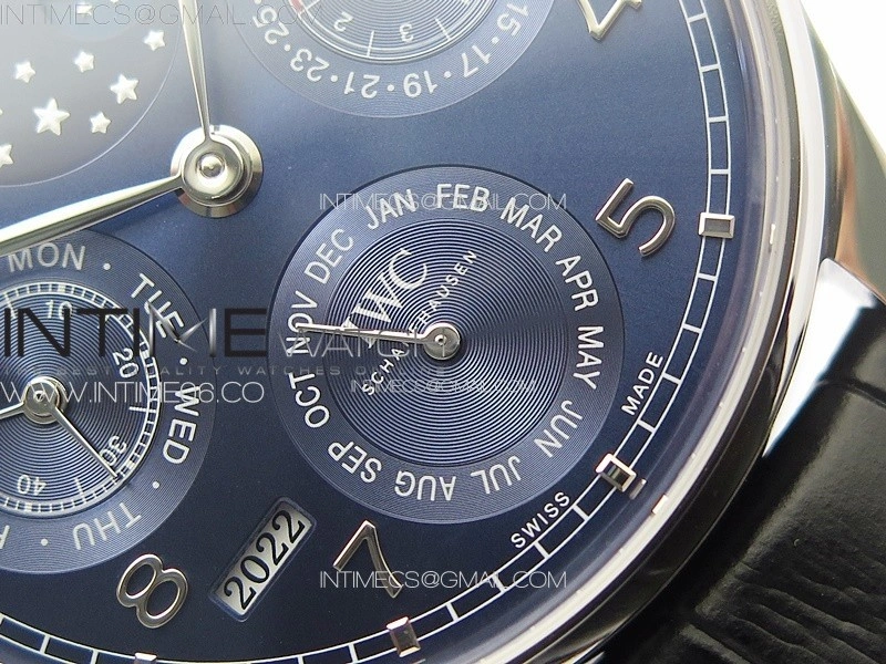 Portuguese IW503401 Real PR SS APSF 1:1 Best Edition Blue Dial On Black Leather Strap A52610