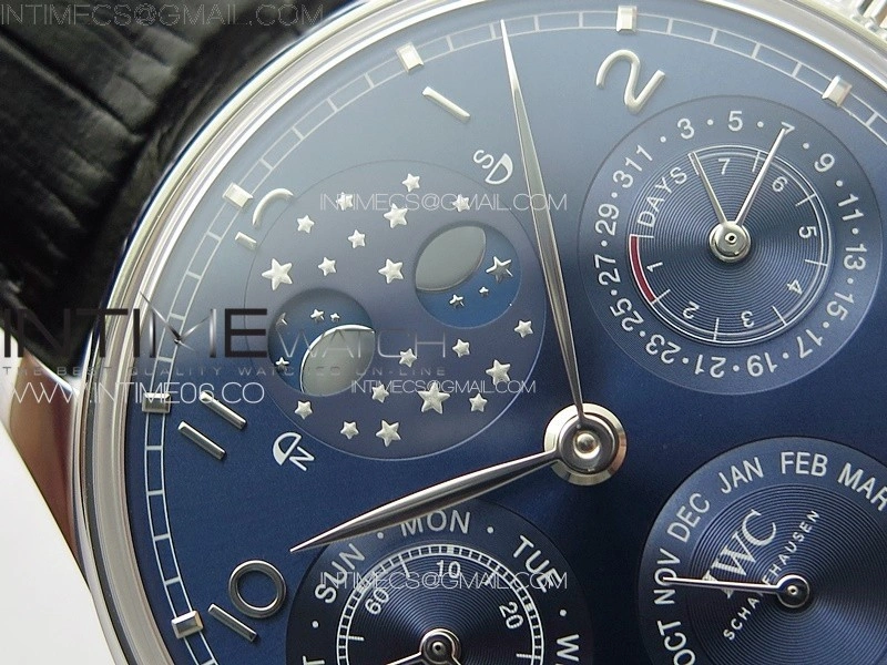 Portuguese IW503401 Real PR SS APSF 1:1 Best Edition Blue Dial On Black Leather Strap A52610