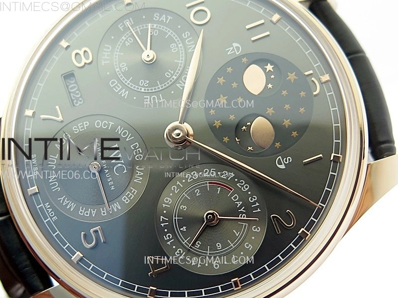 Portuguese IW503404 Real PR RG APSF 1:1 Best Edition Gray Dial On Black Leather Strap A52010
