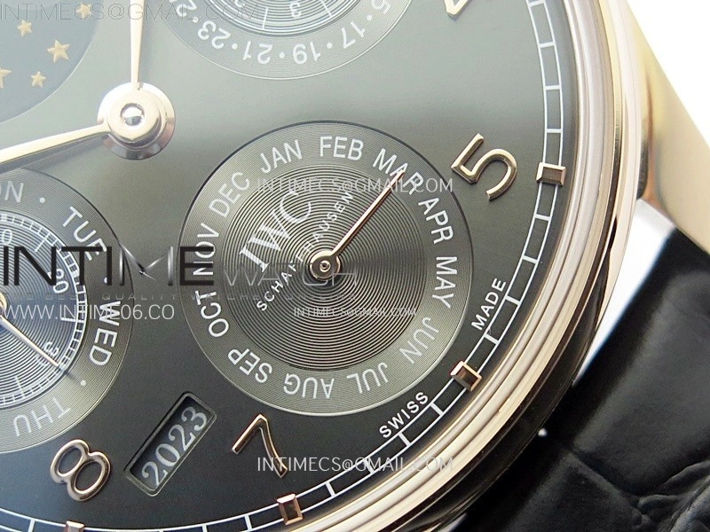 Portuguese IW503404 Real PR RG APSF 1:1 Best Edition Gray Dial On Black Leather Strap A52010