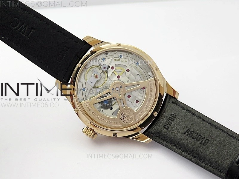 Portuguese IW503404 Real PR RG APSF 1:1 Best Edition Gray Dial On Black Leather Strap A52010