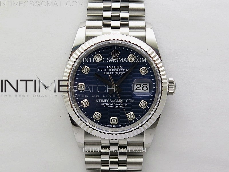 DateJust 126234 904L SS JDF 1:1 Best Edition Blue Fluted Dial Diamond Markers on Jubilee 904L SS Bracelet